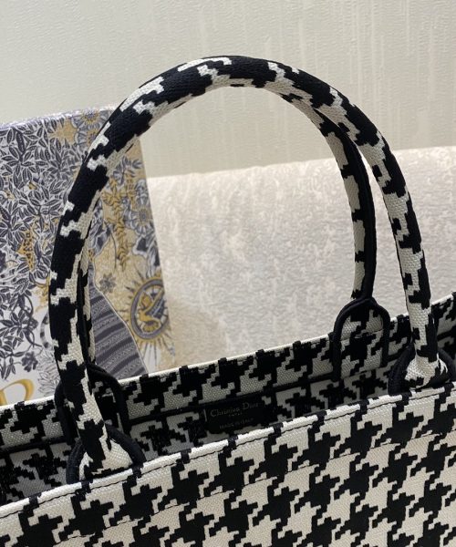 1:1 Replica Christian Dior Large Dior Book Tote Black Houndstooth Embroidery, Black/White, For Women Women’s Handbags, Shoulder Bags, 42cm CD