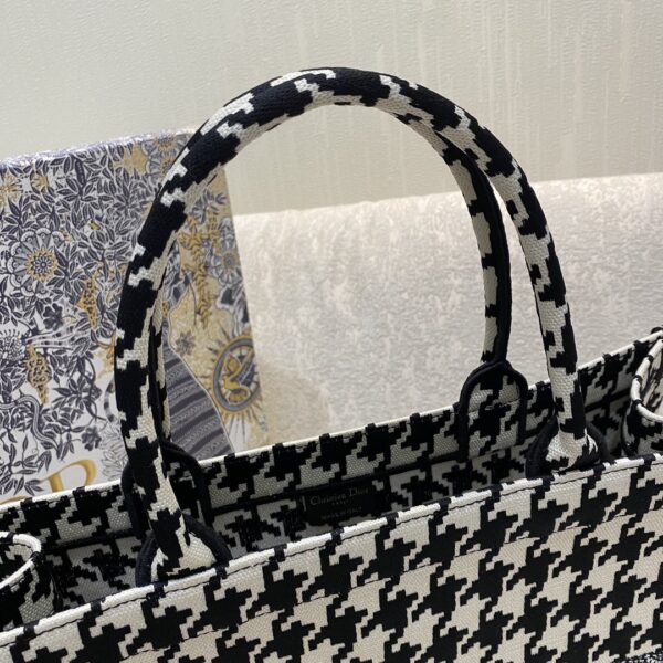 1:1 Replica Christian Dior Large Dior Book Tote Black Houndstooth Embroidery, Black/White, For Women Women’s Handbags, Shoulder Bags, 42cm CD
