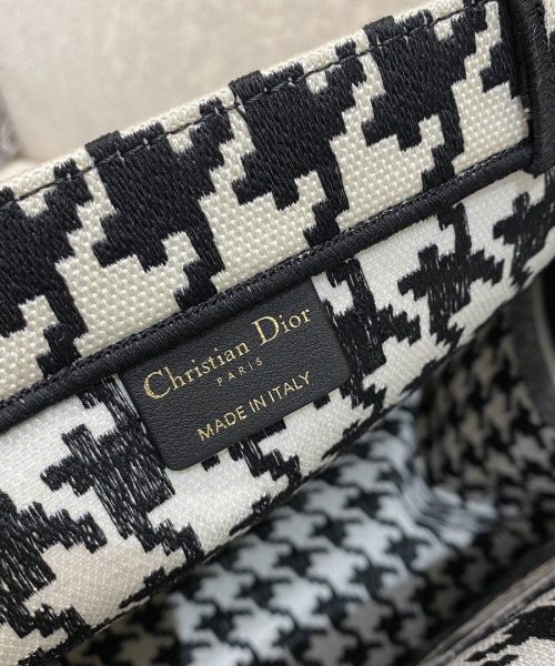 1:1 Replica Christian Dior Large Dior Book Tote Black Houndstooth Embroidery, Black/White, For Women Women’s Handbags, Shoulder Bags, 42cm CD