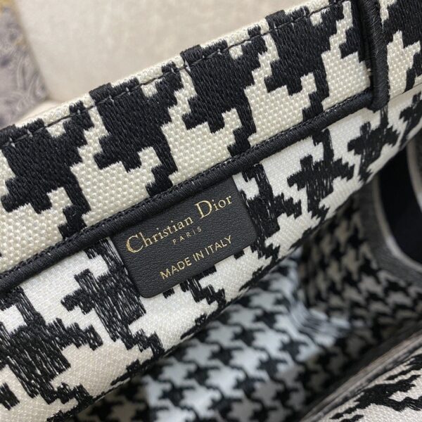 1:1 Replica Christian Dior Large Dior Book Tote Black Houndstooth Embroidery, Black/White, For Women Women’s Handbags, Shoulder Bags, 42cm CD