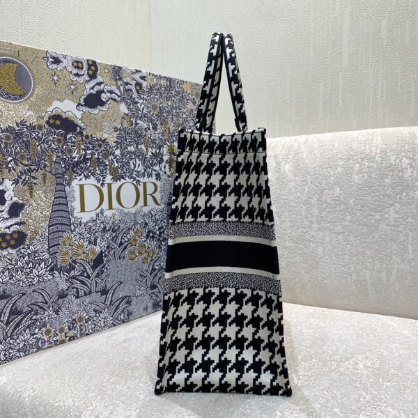 1:1 Replica Christian Dior Large Dior Book Tote Black Houndstooth Embroidery, Black/White, For Women Women’s Handbags, Shoulder Bags, 42cm CD
