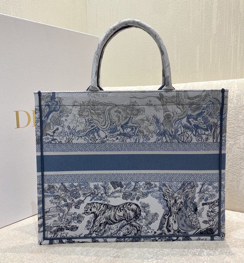 1:1 Replica Christian Dior Large Dior Book Tote Blue and White Cornely Embroidery, Blue, For Women Women’s Handbags, Shoulder Bags, 42cm CD M1286ZRGO_M928