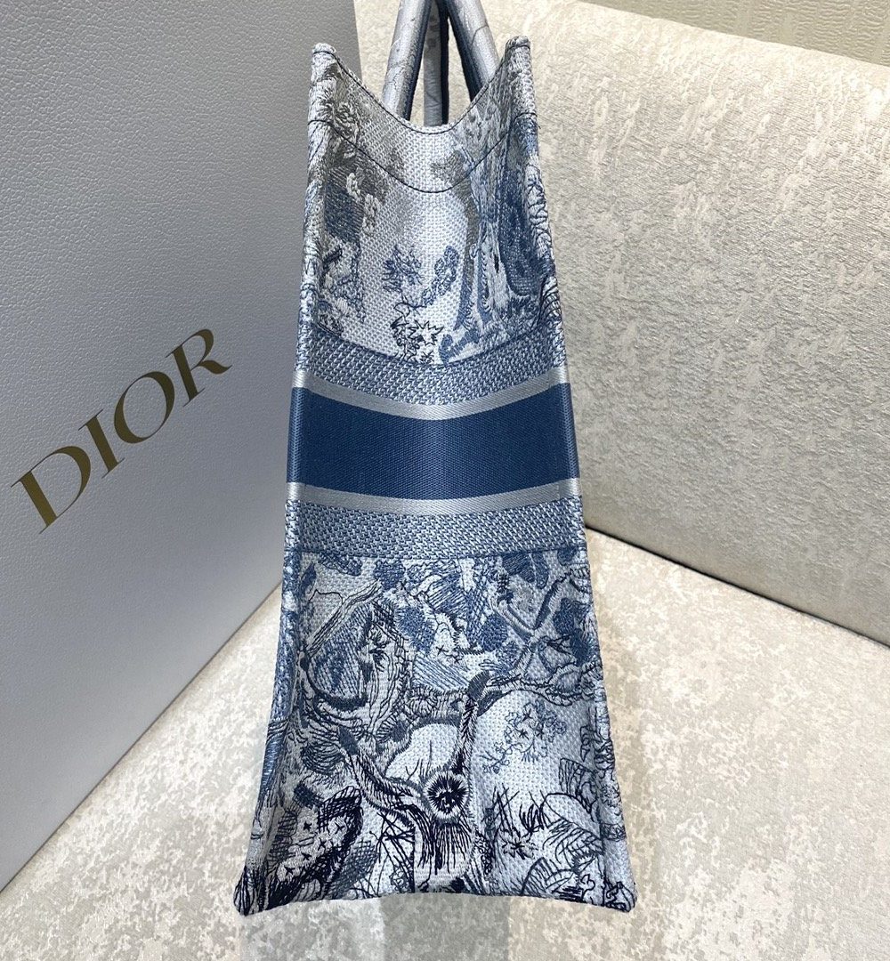 1:1 Replica Christian Dior Large Dior Book Tote Blue and White Cornely Embroidery, Blue, For Women Women’s Handbags, Shoulder Bags, 42cm CD M1286ZRGO_M928