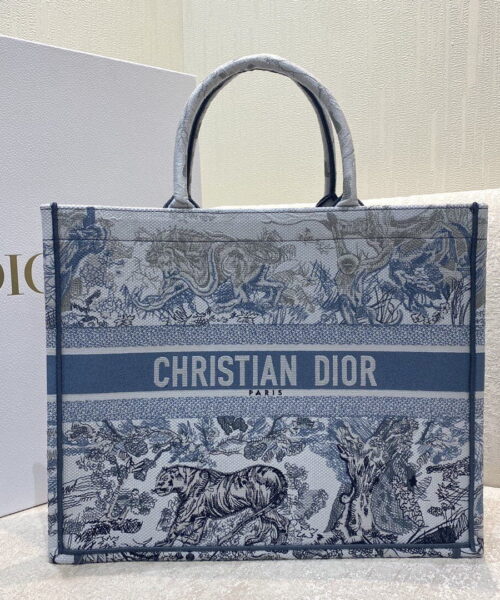 1:1 Replica Christian Dior Large Dior Book Tote Blue and White Cornely Embroidery, Blue, For Women Women’s Handbags, Shoulder Bags, 42cm CD M1286ZRGO_M928
