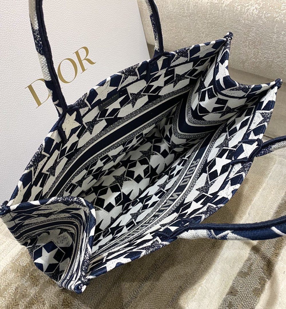 1:1 Replica Christian Dior Large Dior Book Tote Blue and White Dior Étoile Embroidery, Blue/White, For Women Women’s Handbags, 41cm CD M1286ZTQX_M928