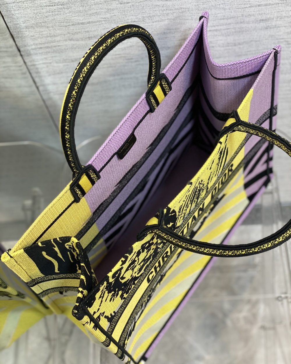 1:1 Replica Christian Dior Large Dior Book Tote Bright Yellow and Pink D-Jungle Pop Embroidery, Yellow/Pink, For Women Women’s Handbags, 41cm CD M1286ZRON_M886