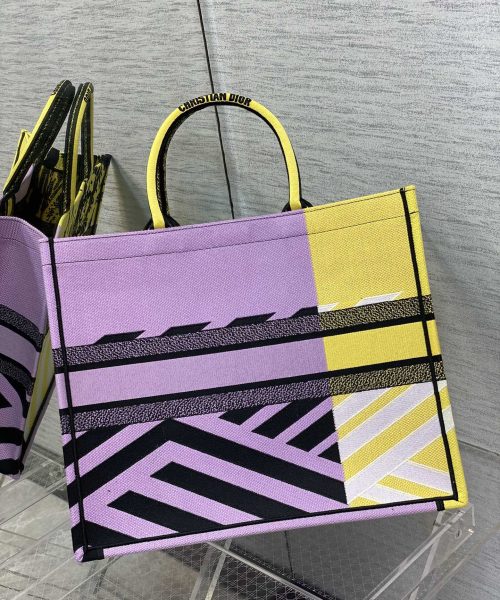 1:1 Replica Christian Dior Large Dior Book Tote Bright Yellow and Pink D-Jungle Pop Embroidery, Yellow/Pink, For Women Women’s Handbags, 41cm CD M1286ZRON_M886