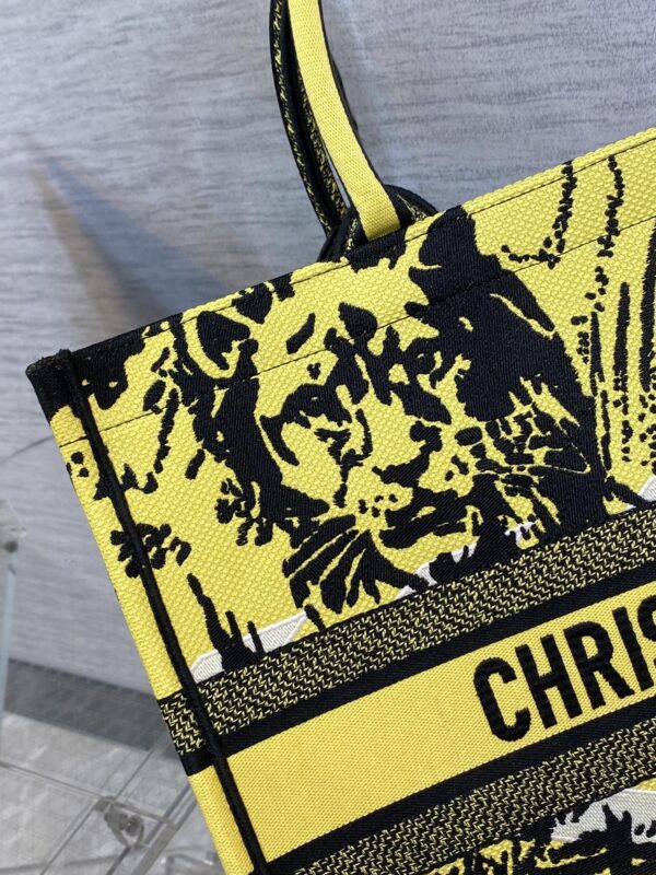 1:1 Replica Christian Dior Large Dior Book Tote Bright Yellow and Pink D-Jungle Pop Embroidery, Yellow/Pink, For Women Women’s Handbags, 41cm CD M1286ZRON_M886