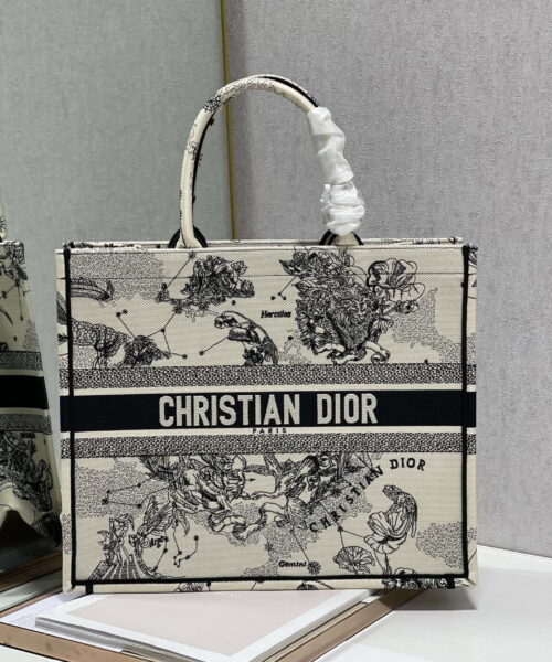 1:1 Replica Christian Dior Large Dior Book Tote Dior Zodiac Embroidery, Black/Beige, For Women Women’s Handbags, 41cm CD