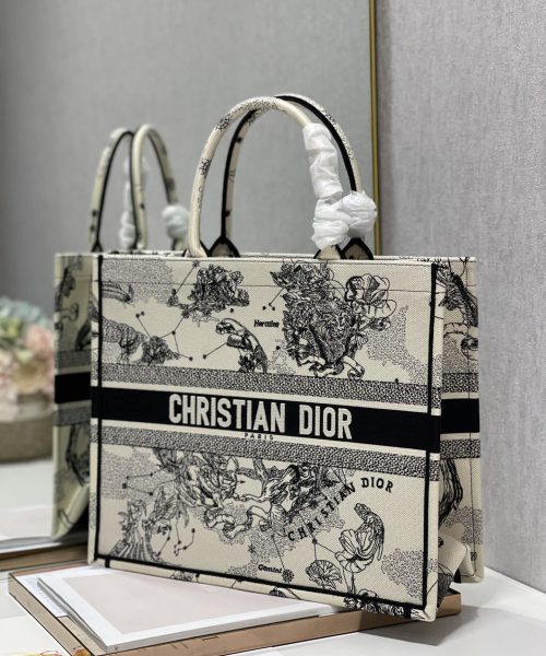 1:1 Replica Christian Dior Large Dior Book Tote Dior Zodiac Embroidery, Black/Beige, For Women Women’s Handbags, 41cm CD