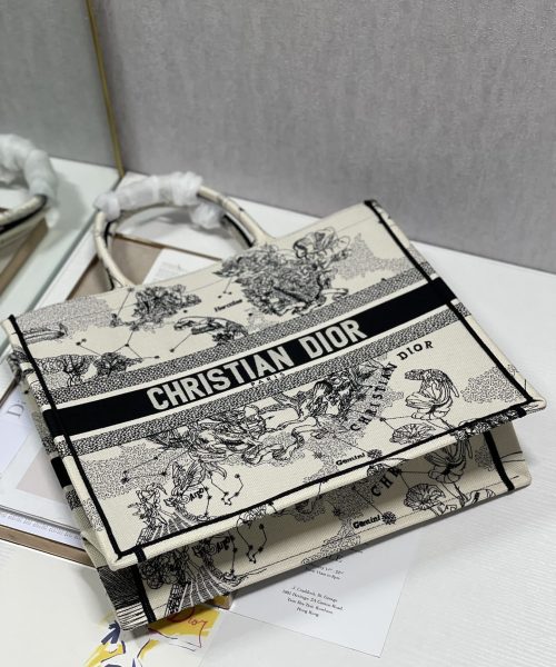 1:1 Replica Christian Dior Large Dior Book Tote Dior Zodiac Embroidery, Black/Beige, For Women Women’s Handbags, 41cm CD