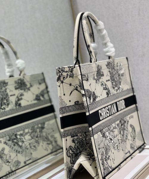 1:1 Replica Christian Dior Large Dior Book Tote Dior Zodiac Embroidery, Black/Beige, For Women Women’s Handbags, 41cm CD