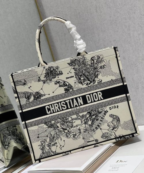 1:1 Replica Christian Dior Large Dior Book Tote Dior Zodiac Embroidery, Black/Beige, For Women Women’s Handbags, 41cm CD
