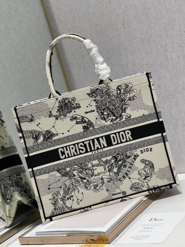 1:1 Replica Christian Dior Large Dior Book Tote Dior Zodiac Embroidery, Black/Beige, For Women Women’s Handbags, 41cm CD