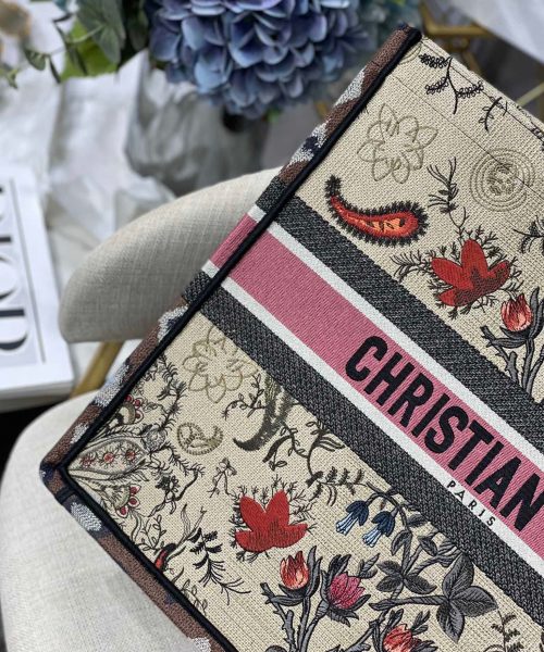 1:1 Replica Christian Dior Large Dior Book Tote Flowers Embroidery For Women 16.5in/42cm CD M1286ZRIW