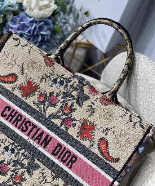 1:1 Replica Christian Dior Large Dior Book Tote Flowers Embroidery For Women 16.5in/42cm CD M1286ZRIW