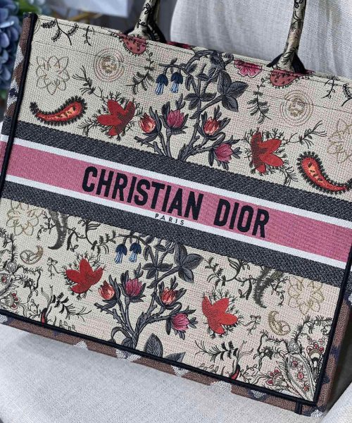1:1 Replica Christian Dior Large Dior Book Tote Flowers Embroidery For Women 16.5in/42cm CD M1286ZRIW