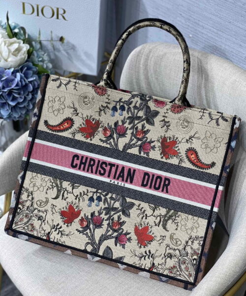 1:1 Replica Christian Dior Large Dior Book Tote Flowers Embroidery For Women 16.5in/42cm CD M1286ZRIW