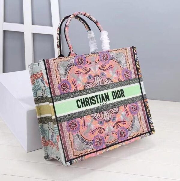 1:1 Replica Christian Dior Large Dior Book Tote Multicolor Dior In Lights Embroidery, Pink Multicolor, For Women Women’s Handbags, Shoulder Bags, 42cm CD