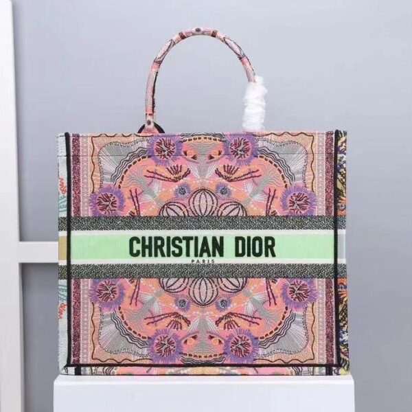 1:1 Replica Christian Dior Large Dior Book Tote Multicolor Dior In Lights Embroidery, Pink Multicolor, For Women Women’s Handbags, Shoulder Bags, 42cm CD