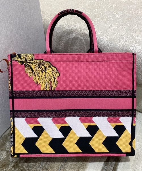 1:1 Replica Christian Dior Large Dior Book Tote Multicolor Toile de Jouy Zoom Pop Embroidery, Fuchsia Pink, For Women Women’s Handbags, 41cm CD M1286ZROH_M929