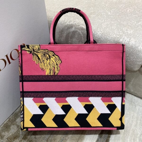 1:1 Replica Christian Dior Large Dior Book Tote Multicolor Toile de Jouy Zoom Pop Embroidery, Fuchsia Pink, For Women Women’s Handbags, 41cm CD M1286ZROH_M929