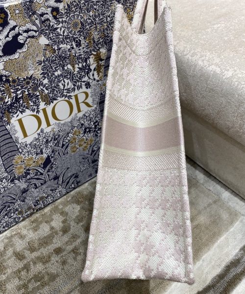 1:1 Replica Christian Dior Large Dior Book Tote Pale Pink Houndstooth Embroidery, Pink, For Women Women’s Handbags, Shoulder Bags, 42cm CD