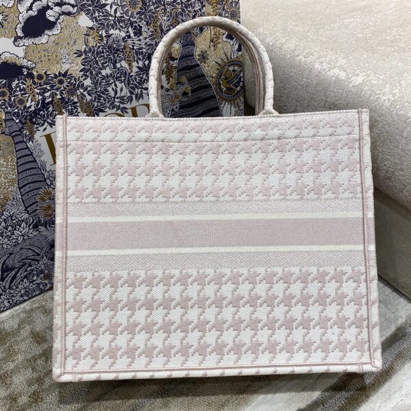 1:1 Replica Christian Dior Large Dior Book Tote Pale Pink Houndstooth Embroidery, Pink, For Women Women’s Handbags, Shoulder Bags, 42cm CD
