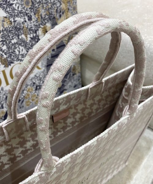 1:1 Replica Christian Dior Large Dior Book Tote Pale Pink Houndstooth Embroidery, Pink, For Women Women’s Handbags, Shoulder Bags, 42cm CD
