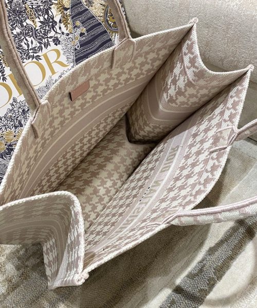 1:1 Replica Christian Dior Large Dior Book Tote Pale Pink Houndstooth Embroidery, Pink, For Women Women’s Handbags, Shoulder Bags, 42cm CD