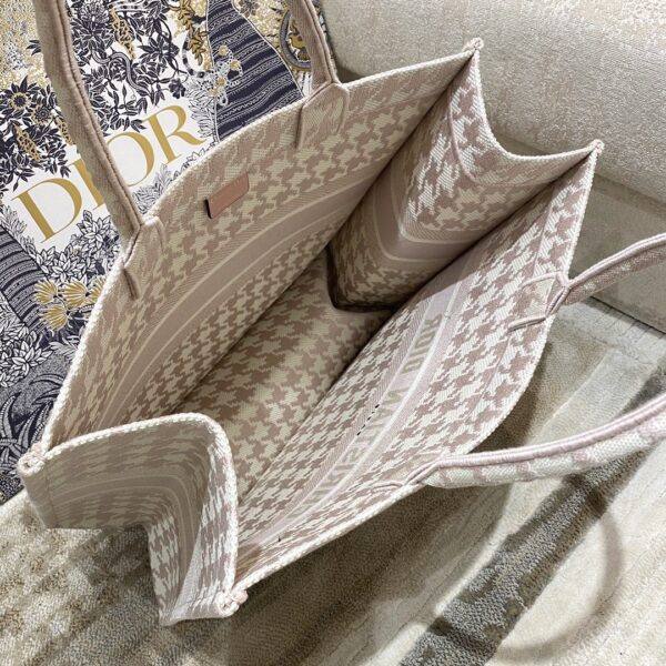 1:1 Replica Christian Dior Large Dior Book Tote Pale Pink Houndstooth Embroidery, Pink, For Women Women’s Handbags, Shoulder Bags, 42cm CD