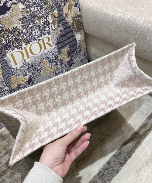 1:1 Replica Christian Dior Large Dior Book Tote Pale Pink Houndstooth Embroidery, Pink, For Women Women’s Handbags, Shoulder Bags, 42cm CD