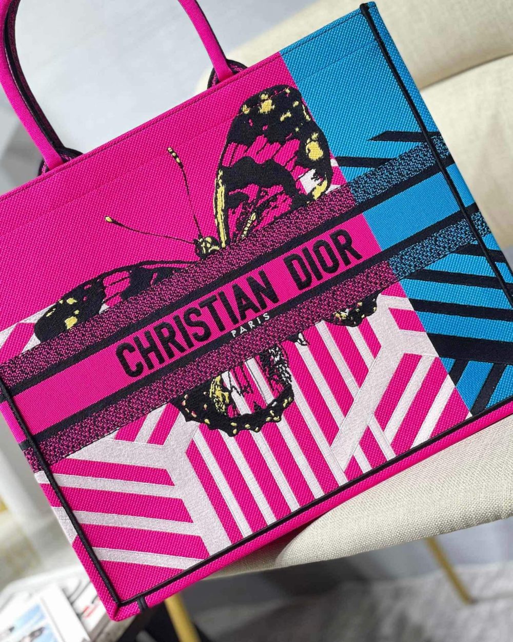 1:1 Replica Christian Dior Large Dior Book Tote Pink And Blue, For Women, Women’s Handbags 16.5in/42cm CD