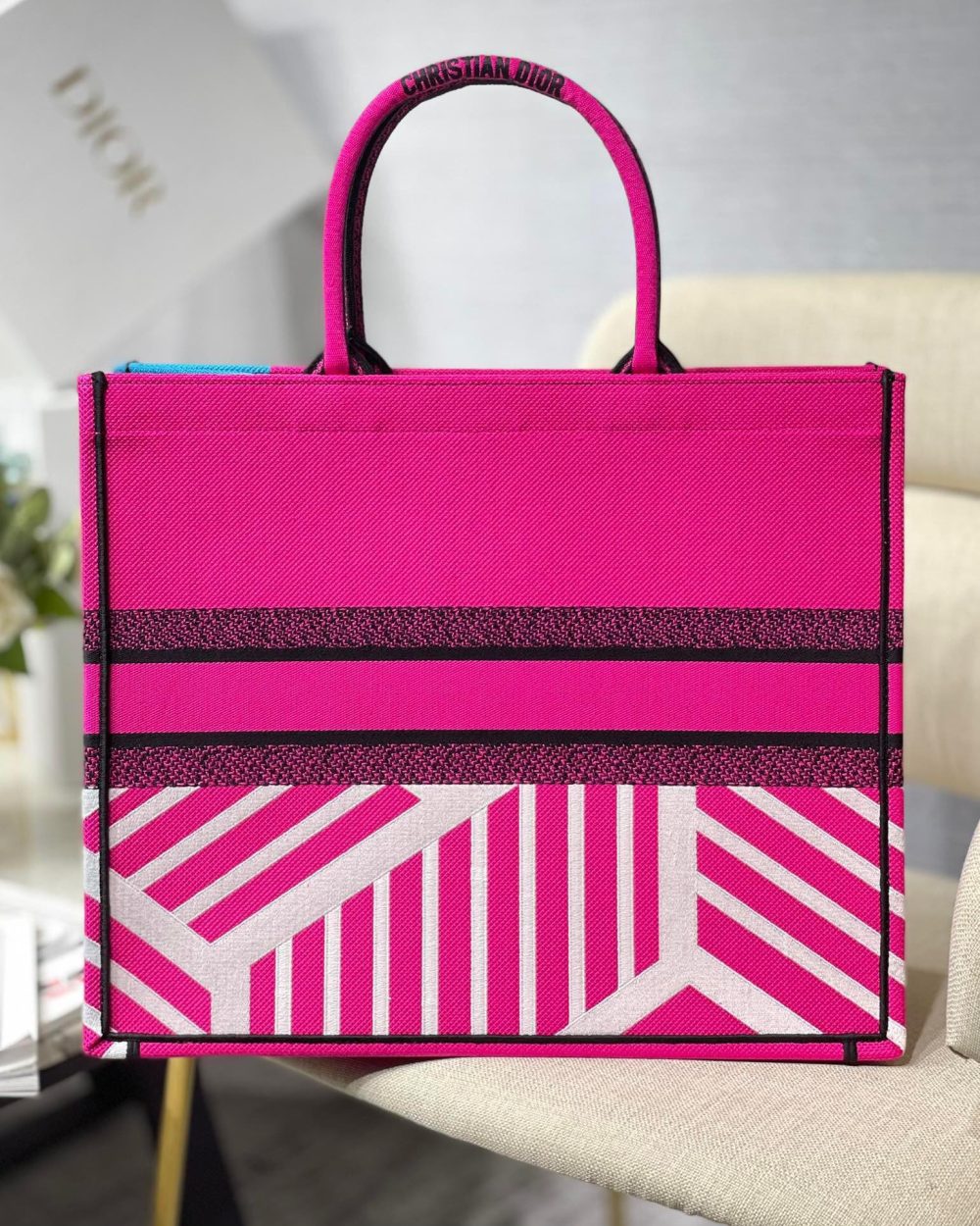 1:1 Replica Christian Dior Large Dior Book Tote Pink And Blue, For Women, Women’s Handbags 16.5in/42cm CD