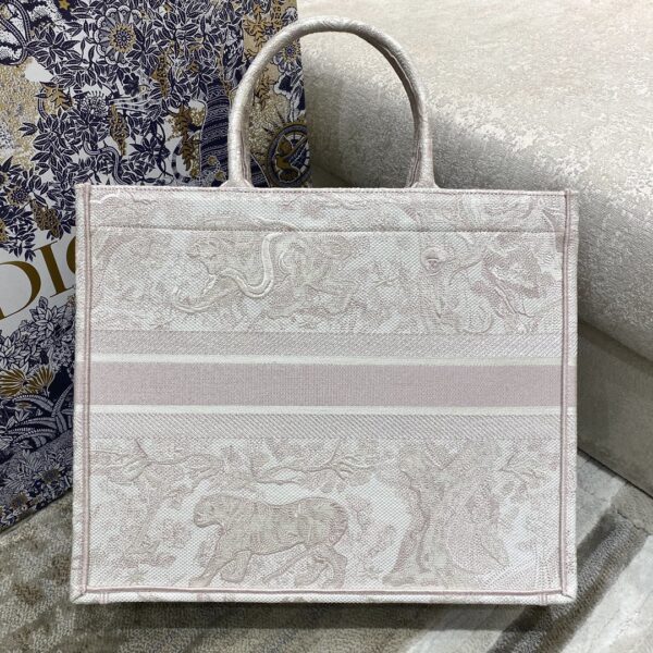 1:1 Replica Christian Dior Large Dior Book Tote Pink Toile de Jouy Embroidery, Light Pink, For Women Women’s Handbags, 42cm CD M1286ZTDT_M956