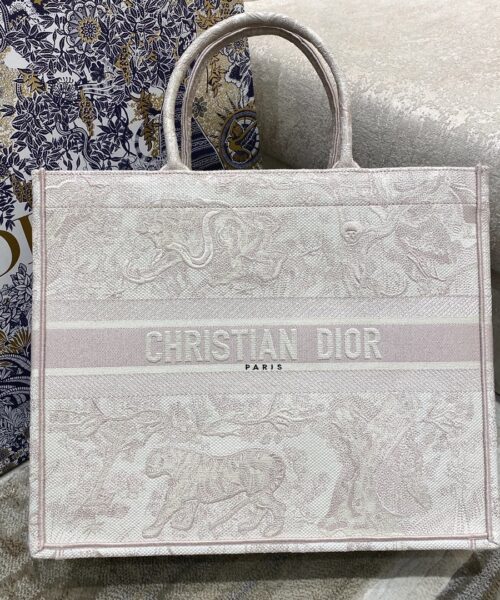1:1 Replica Christian Dior Large Dior Book Tote Pink Toile de Jouy Embroidery, Light Pink, For Women Women’s Handbags, 42cm CD M1286ZTDT_M956