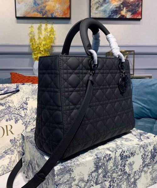 1:1 Replica Christian Dior Large Lady Dior Bag Black For Women 12.5in/32cm CD M0566SLOI_M989