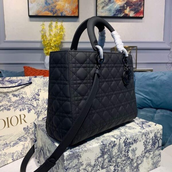 1:1 Replica Christian Dior Large Lady Dior Bag Black For Women 12.5in/32cm CD M0566SLOI_M989
