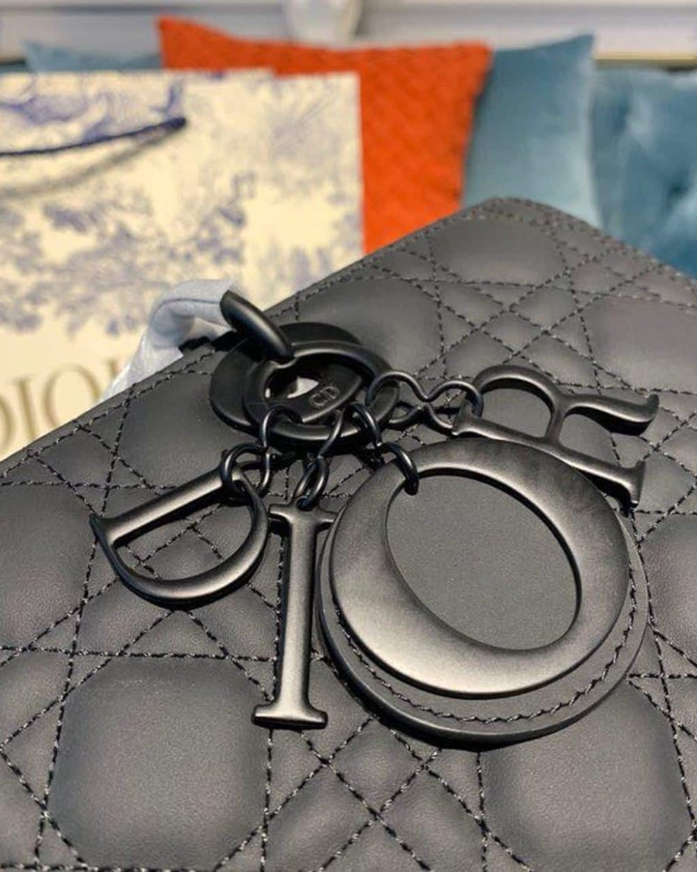 1:1 Replica Christian Dior Large Lady Dior Bag Black For Women 12.5in/32cm CD M0566SLOI_M989