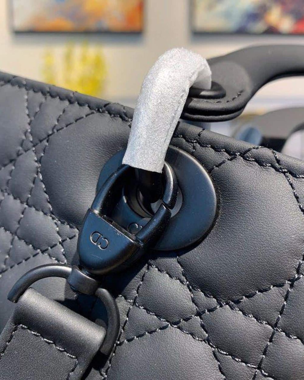 1:1 Replica Christian Dior Large Lady Dior Bag Black For Women 12.5in/32cm CD M0566SLOI_M989