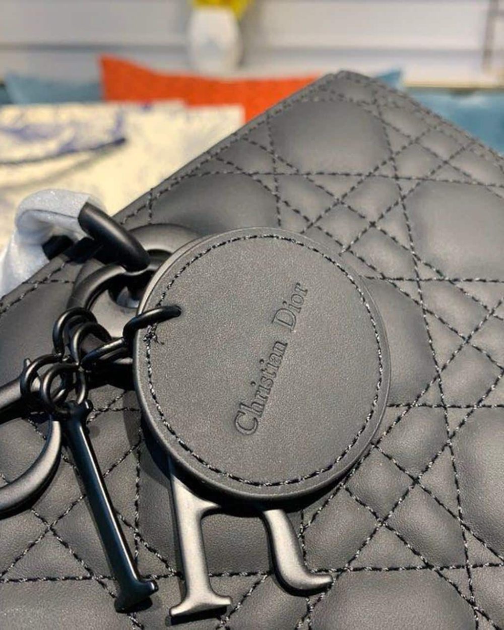 1:1 Replica Christian Dior Large Lady Dior Bag Black For Women 12.5in/32cm CD M0566SLOI_M989