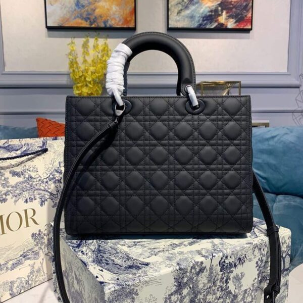 1:1 Replica Christian Dior Large Lady Dior Bag Black For Women 12.5in/32cm CD M0566SLOI_M989