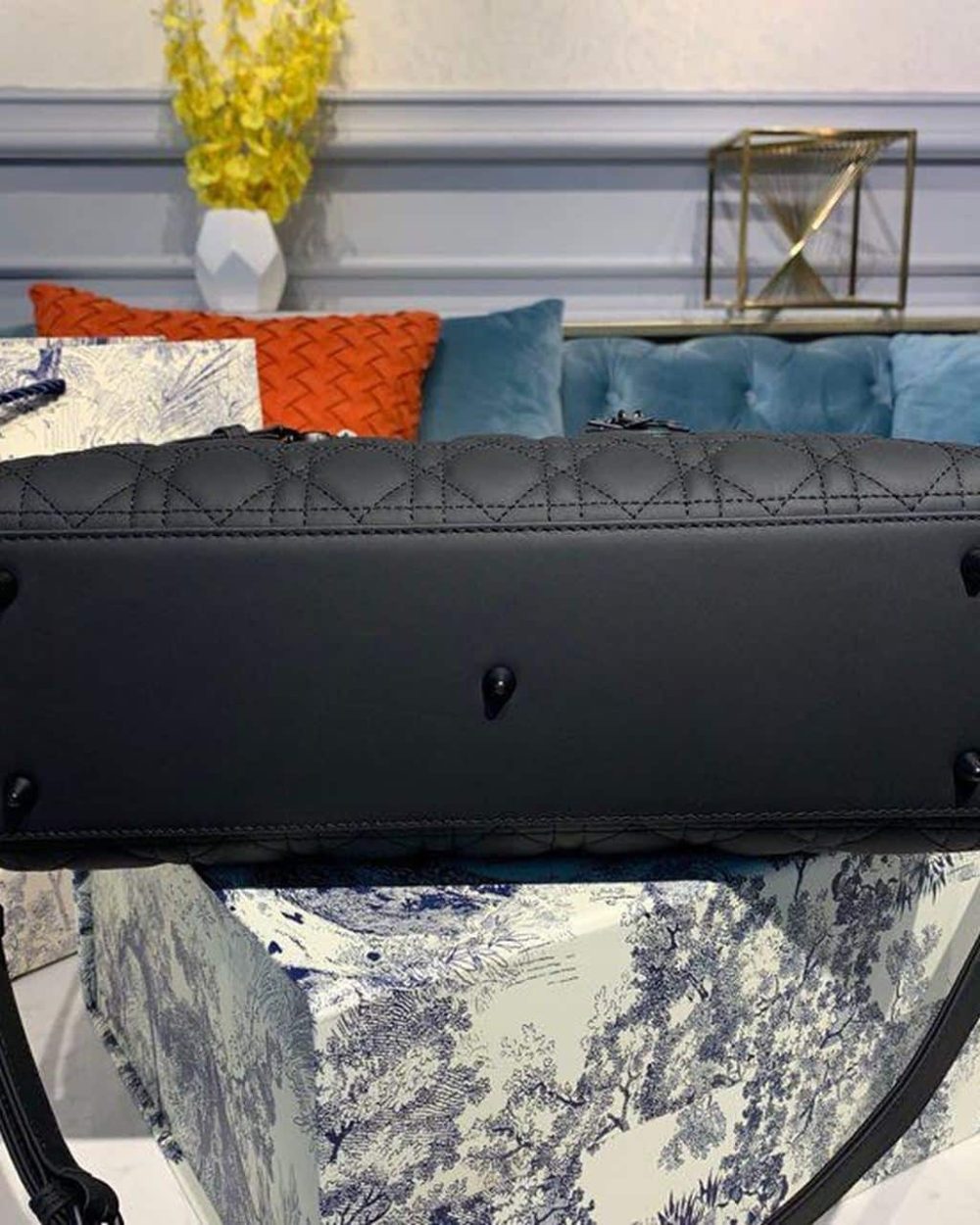 1:1 Replica Christian Dior Large Lady Dior Bag Black For Women 12.5in/32cm CD M0566SLOI_M989