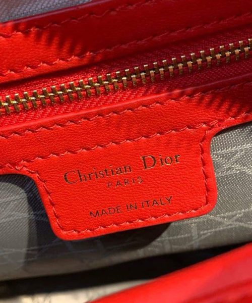 1:1 Replica Christian Dior Large Lady Dior Bag Gold Toned Hardware Cherry Red Cannage For Women CD 12.5in/32cm M0566ONGE_M52R