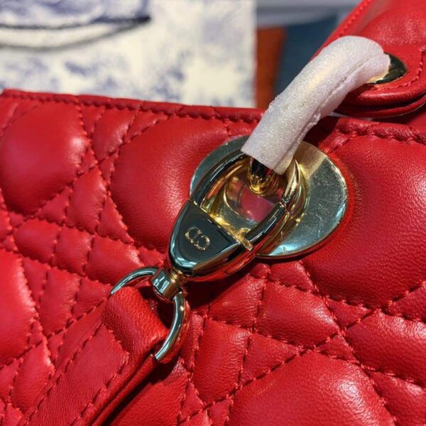 1:1 Replica Christian Dior Large Lady Dior Bag Gold Toned Hardware Cherry Red Cannage For Women CD 12.5in/32cm M0566ONGE_M52R