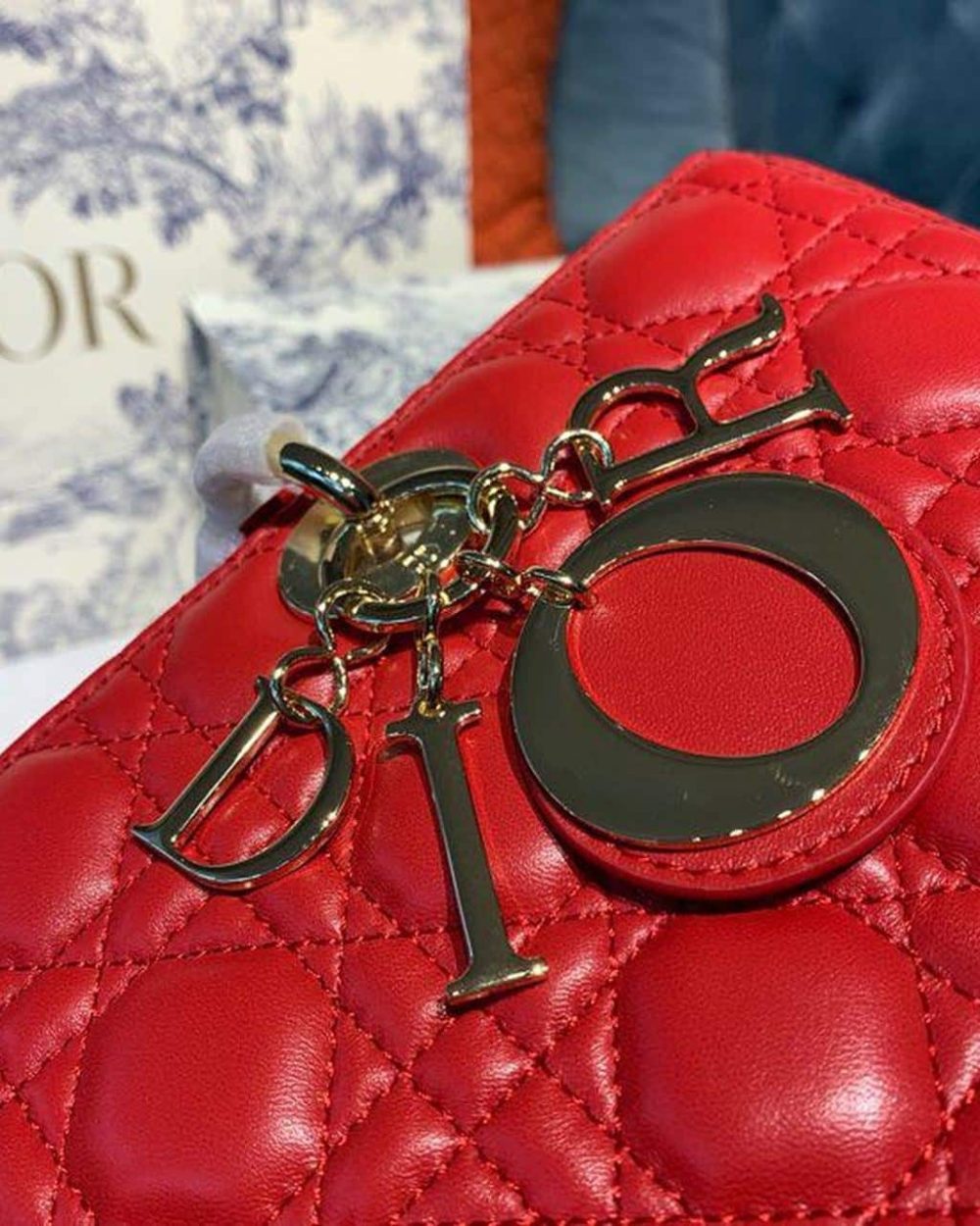1:1 Replica Christian Dior Large Lady Dior Bag Gold Toned Hardware Cherry Red Cannage For Women CD 12.5in/32cm M0566ONGE_M52R