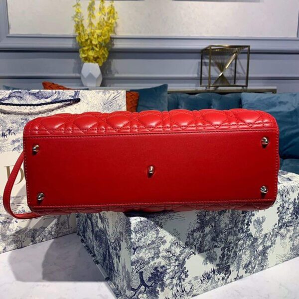 1:1 Replica Christian Dior Large Lady Dior Bag Gold Toned Hardware Cherry Red Cannage For Women CD 12.5in/32cm M0566ONGE_M52R