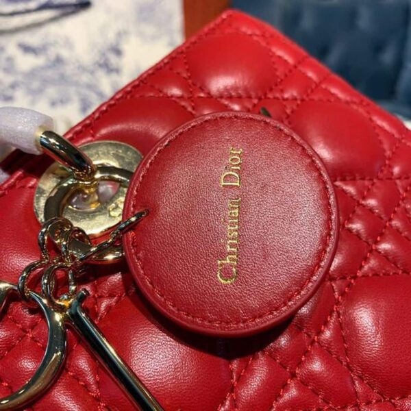 1:1 Replica Christian Dior Large Lady Dior Bag Gold Toned Hardware Cherry Red Cannage For Women CD 12.5in/32cm M0566ONGE_M52R