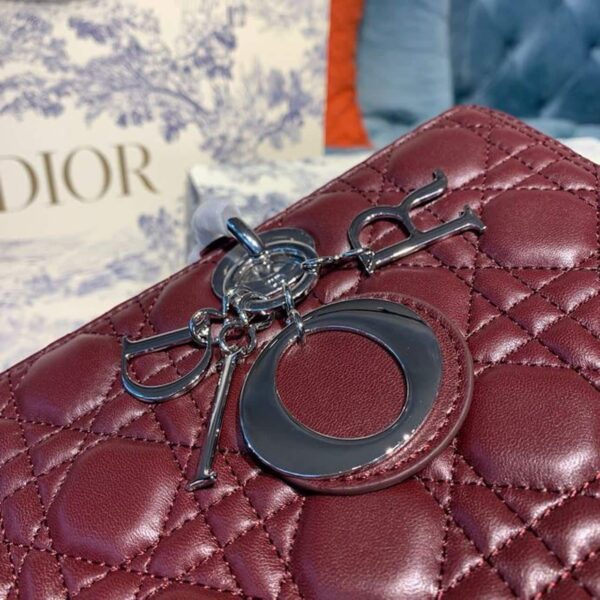 1:1 Replica Christian Dior Large Lady Dior Bag Silver Hardware Burgundy Cannage For Women 12.5in/32cm CD