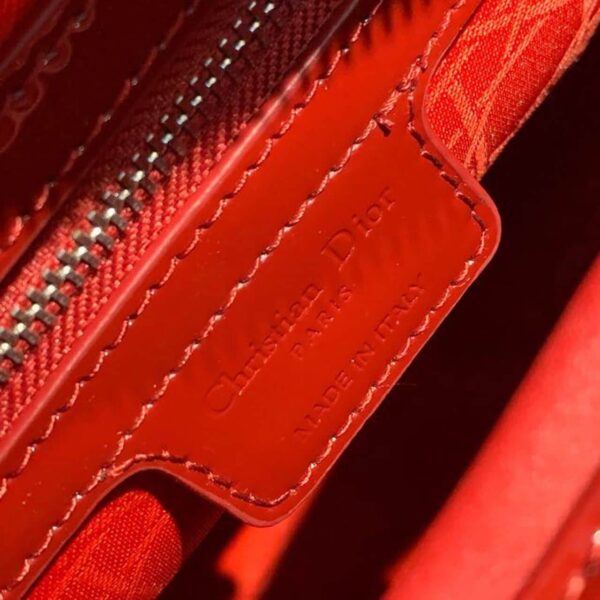 1:1 Replica Christian Dior Large Lady Dior Bag Silver Hardware Cherry Red Patent For Women 12.5in/32cm CD